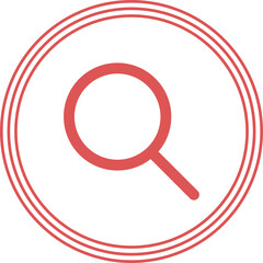 A red circle with a magnifying glass symbol pattern in the middle