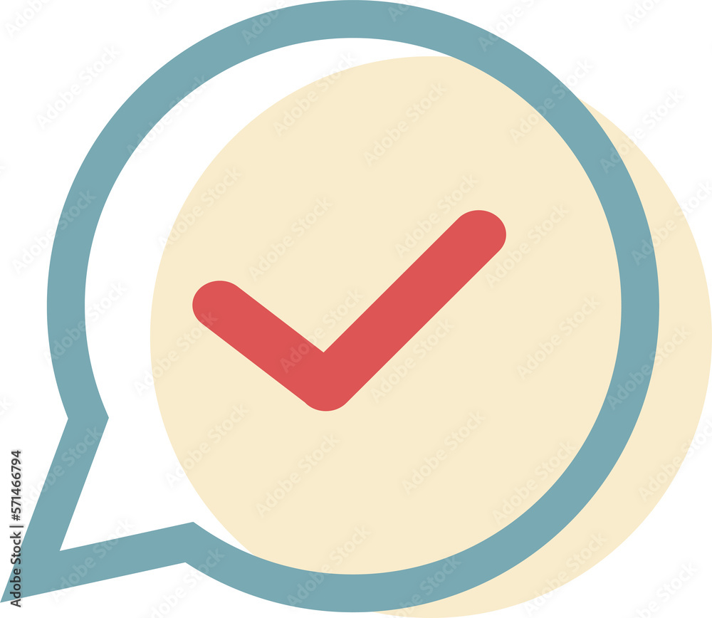 Wall mural message bubble graphic in a dialog box with a check mark in the middle.