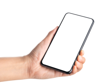 Hand holding smartphone with blank screen,mockup with copy space for advertising online