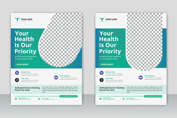 healthcare cover a4 template design and flat icons for a report and medical brochure design, flyer, leaflets decoration for printing and presentation vector.