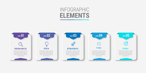Business infographic template design icons 5 options or steps
