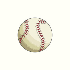 Hand drawn baseball ball sketch vector illustration in color, vintage style