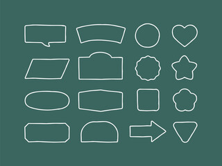 手書きの線のシンプルな白い図形フレームセット