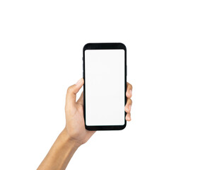 hand holding smart phone isolated