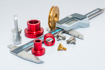 Various fasteners and fixings components with white background