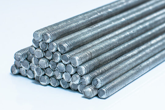 Threaded rods with white background
