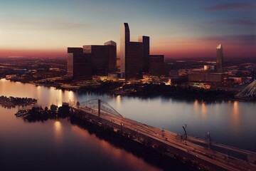 Fototapeta na wymiar Downtown Baltimore city skyline , cityscape in Maryland USA. Generative AI