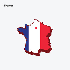 France Nation Flag Map