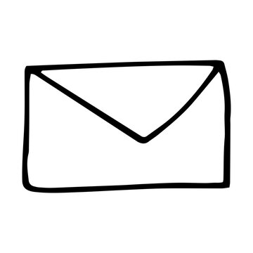 Envelope Hand Drawn In Doodle Style. Simple Minimalistic Line Art. Monochrome Icon. Message, Mail.