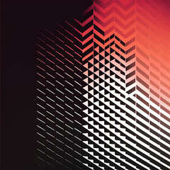 Vector geometric halftone seamless pattern with diagonal dash lines. Extreme sport style background, urban art. Abstract black and white red texture.