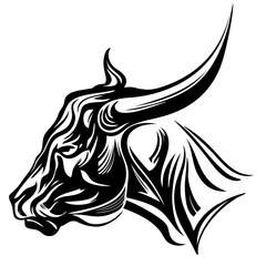 bull- domestic animal, farm hand drawn vector illustration sketch