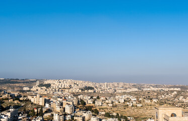 Fototapeta na wymiar View of Jerusalem neighborhoods from Bethlehem town