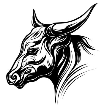 bull- domestic animal, farm hand drawn vector illustration sketch