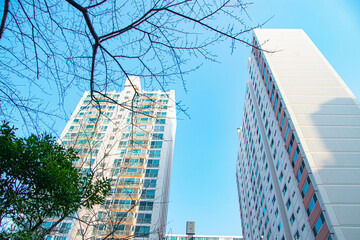 apartment building exterior, residential house facade