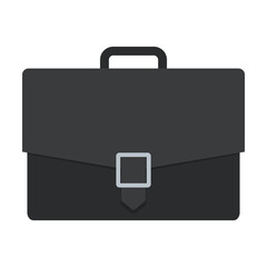 black briefcase icon on transparent background, flat design