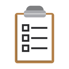 clipboard with document on transparent background, flat design