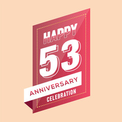 53rd anniversary celebration vector pink 3d design  on brown background abstract illustration