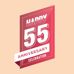 55th anniversary celebration vector pink 3d design  on brown background abstract illustration