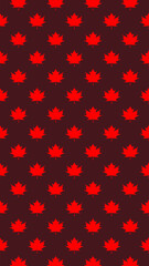 pattern of red maple leaves on a brown background. template for application to the surface. Vertical image.