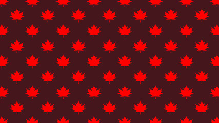 pattern of red maple leaves on a brown background. template for application to the surface. Horizontal image. Banner for insertion into site.