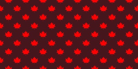 pattern of red maple leaves on a brown background. template for application to the surface. Horizontal image. Banner for insertion into site.