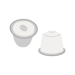 Capsules or pods with bean on the cup for coffee machine. Alternative coffee brewing methods. Hand drawn colored trendy isolated vector illustration. Simple trendy minimalist icon.