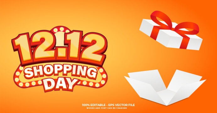 1212 Shopping day deals social media template with text effect