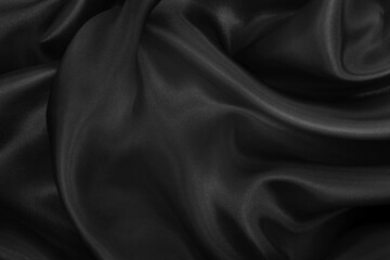 Obraz premium Black grey fabric texture background, detail of silk or linen pattern.