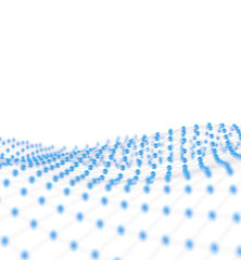A raised grid of glowing dots representing Internet connections, cloud computing, and neural networks. 3d rendering.