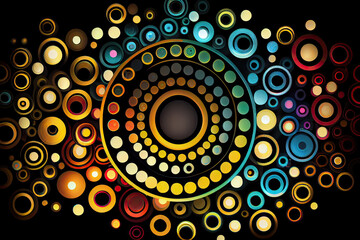 A background pattern made of many colored circles of different sizes.