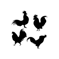 Rooster Silhouette On Premium Vector