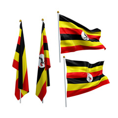 3d rendering east africa uganda flag fluttering and no fluttering