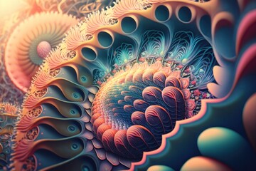 Abstract background, 3d fractal in the form of a spiral. Generative AI