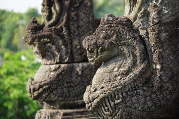 Fototapeta na wymiar Carved stone of penataran temple (panataran temple), Blitar, East Java Indonesia