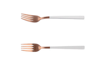The metal white fork on transparent background