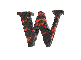 letter W lava rendered 3D fire