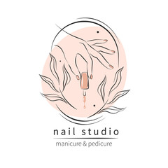 Nail studio logo. Nail polish. Minimalistic vector illustration for beauty salon