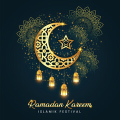 Beautiful Islamic festival Ramadan Kareem illustration background design.