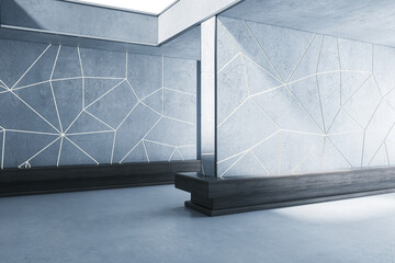 Concrete interior with decorative wall. 3D Rendering.