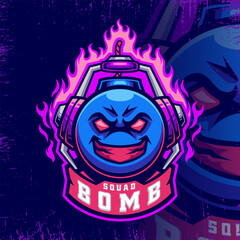 round black Bomb Mascot Esport Logo for streamer