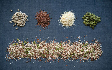 Autumn harvest of grain grain, full screen of whole grains. Serael for salad.