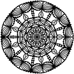 Circular mandala design pattern. Decorative round hand drawn ornament for lace, textile, coloring book page, etc. 