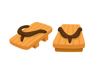 Geta japanese traditional sandal from wood cartoon illustration vector