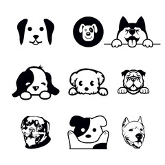 black and white dog icons