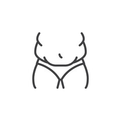 Woman body with belly fat line icon