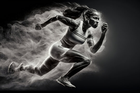 African female athlete running. Woman empowerment