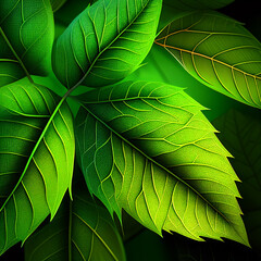 The Beauty of Nature: 3D Render of a Close-Up Green Leaf Background. Generative Ai
