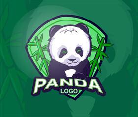 The cute panda mascot logo of with text for kids