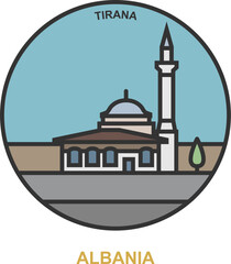 Tirana. Cities and towns in Albania