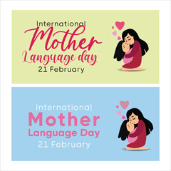 Set template Banner Mother Language Day 21 February for banner, website, promo, and background